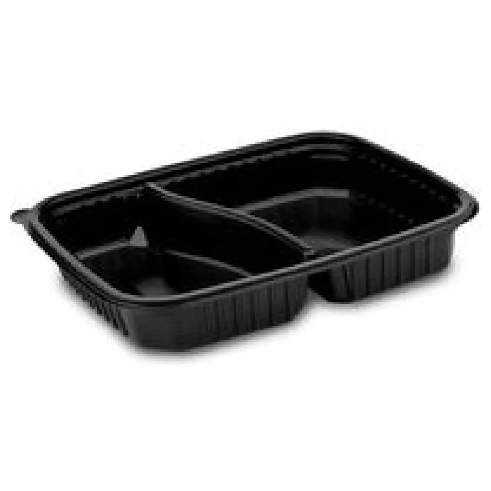 Mikrowellenschalen 2-geteilt - schwarz 'L' 1100 ml - 25x18,5x4 cm, 50 Stk. – Bild 3