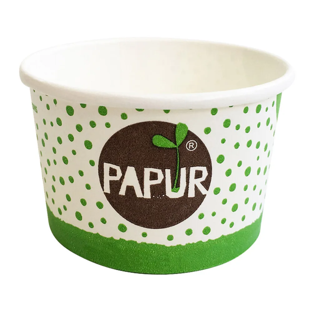 Bio Eisbecher Pappbecher PAPUR 100% ohne Kunststoff 160ml O85 Höhe 43mm, 50 Stk. – Bild 2