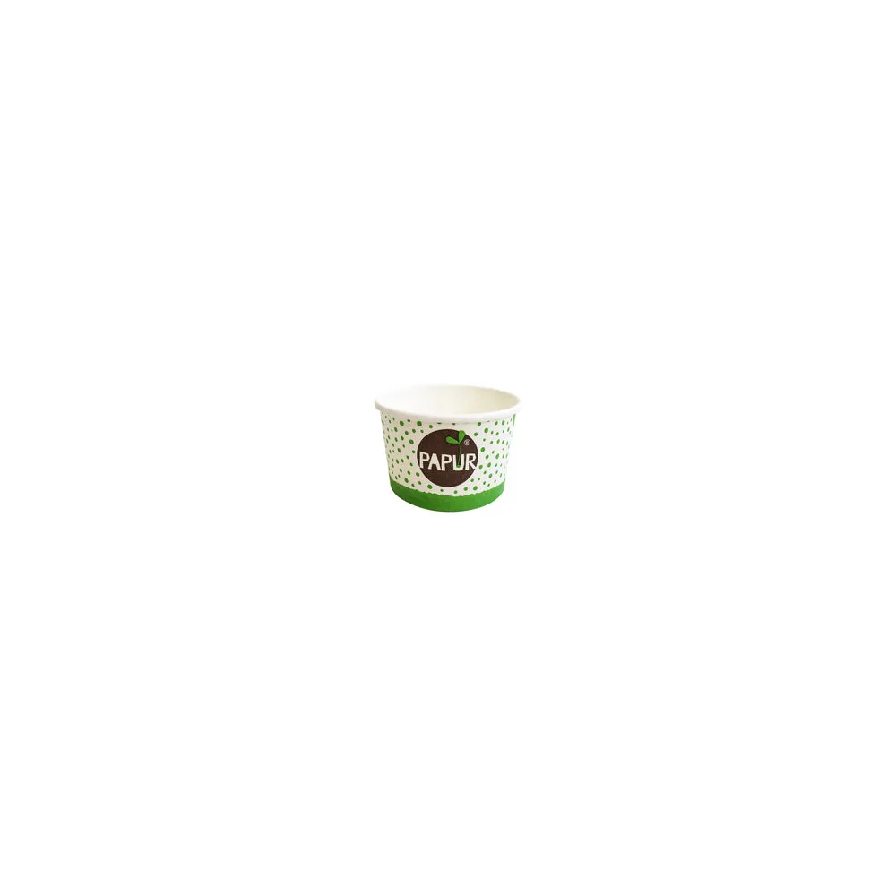 Bio Eisbecher Pappbecher PAPUR 100% ohne Kunststoff 160ml O85 Höhe 43mm, 50 Stk.