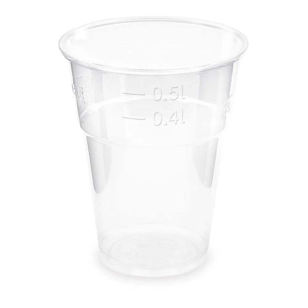 BIO Trinkbecher klar 500 ml 0,5 l Eichstrich Biokunststoff PLA o 102mm 10 Stk. – Bild 2