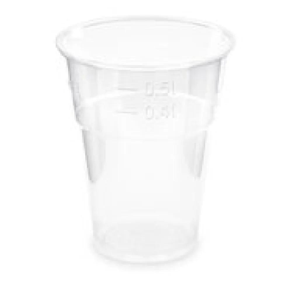 BIO Trinkbecher klar 500 ml 0,5 l Eichstrich Biokunststoff PLA o 102mm 10 Stk.