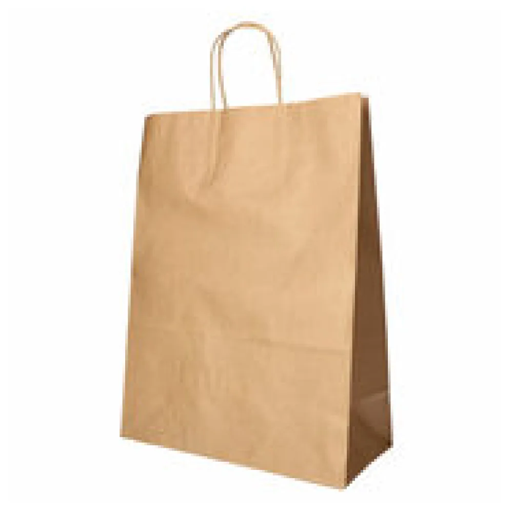 Papiertragetaschen mit Papierkordel Kordeltasche 35 x 26 x 12 cm braun, 25 Stk.