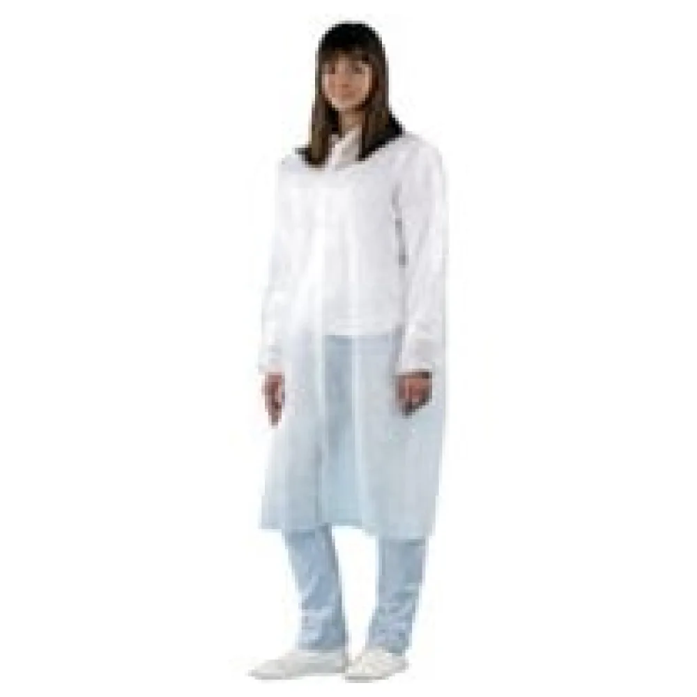Besucherkittel aus Vlies, PP 120 cm weiss mit Druckknöpfen, 10 Stk. – Bild 3