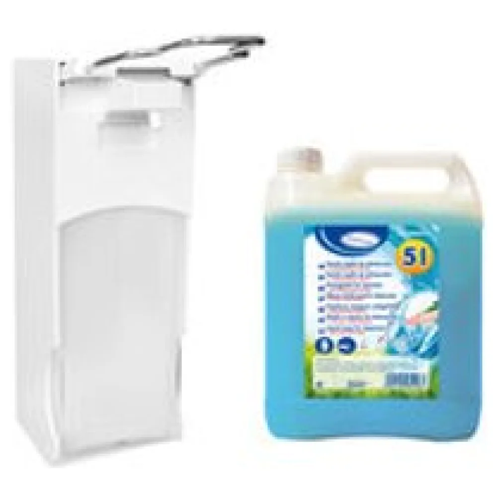 Dosierspender Langarmhebel 1000ml + 5 Liter Flüssigseife antibakterielle Wirkung – Bild 3