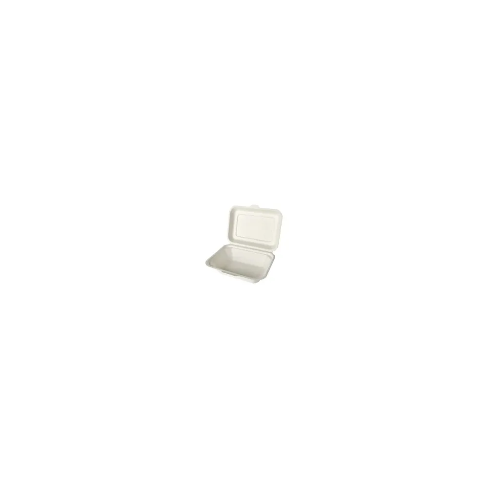 Menüboxen aus Zuckerrohr ungeteilt 6 x 18 x 12,5 cm weiss, 25 Stk.