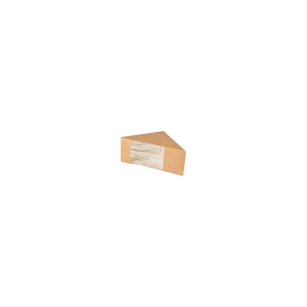 Bio-Sandwichboxen Pappe mit Sichtfenster aus PLA 123x123x82mm braun, 50 Stk.