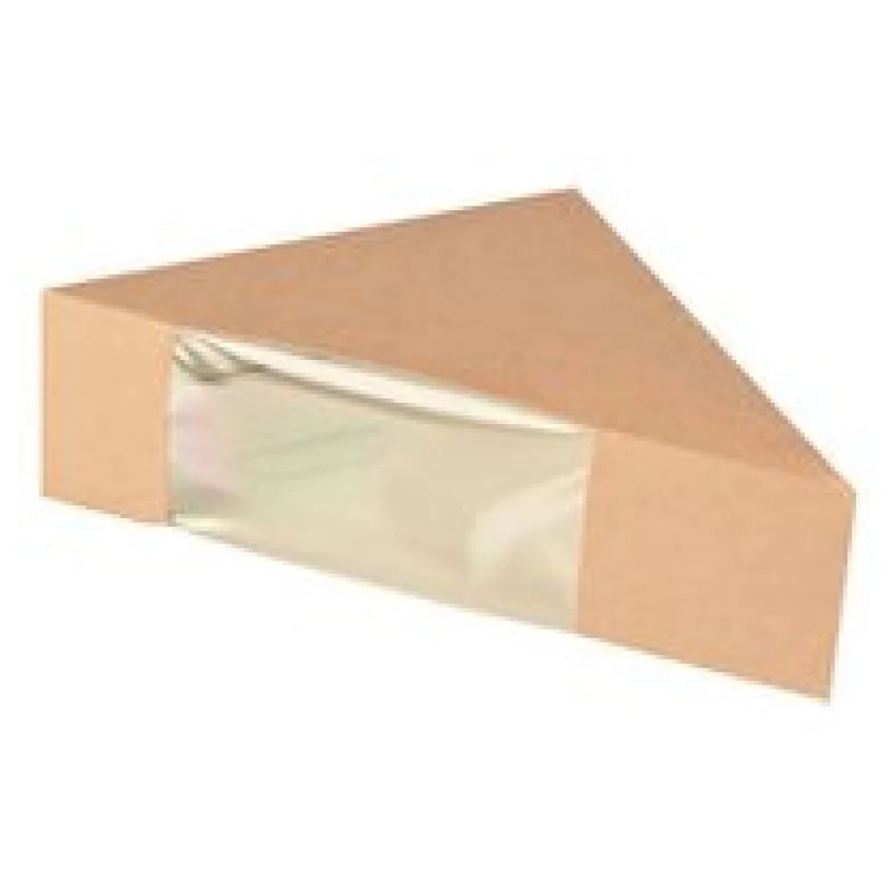Bio-Sandwichboxen Pappe mit Sichtfenster aus PLA 123x123x52mm braun, 50 Stk. – Bild 3