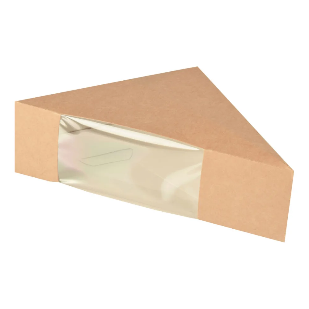 Bio-Sandwichboxen Pappe mit Sichtfenster aus PLA 123x123x52mm braun, 50 Stk. – Bild 2