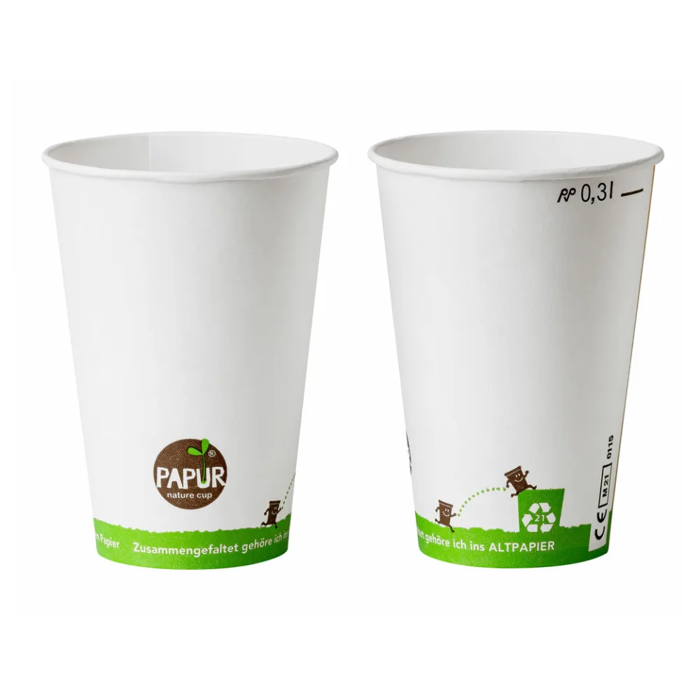 Bio Kaltgetränkebecher Pappbecher PAPUR mit CE Eichstrich 300 ml, 100 Stk. – Bild 2