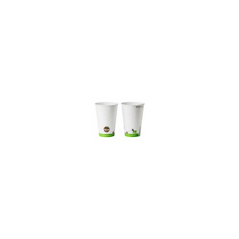 Bio Kaltgetränkebecher Pappbecher PAPUR mit CE Eichstrich 300 ml, 100 Stk.