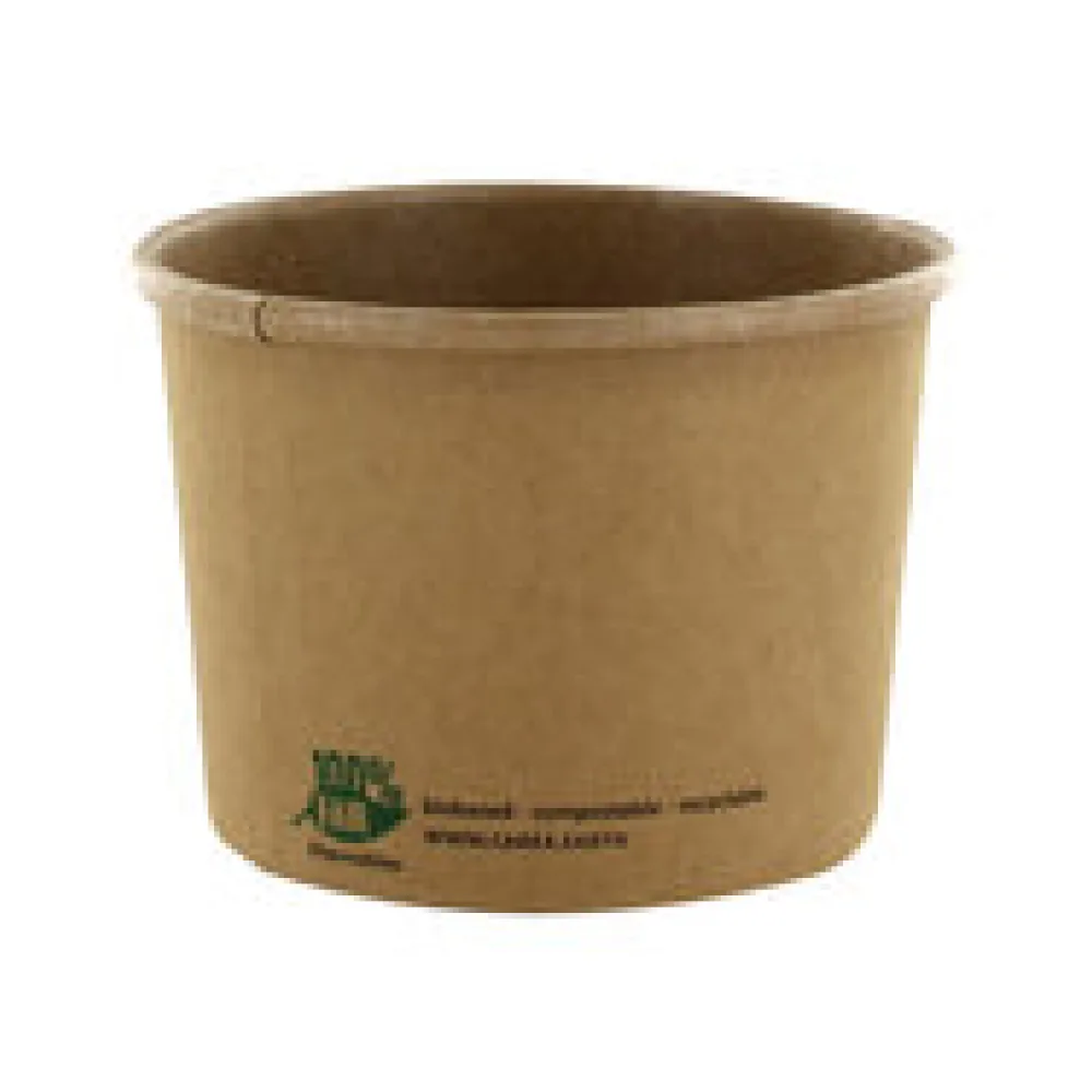 PAPSTAR Bio-Suppenbecher Pappe rund 350 ml braun biologisch abbaubar, 25 Stk.