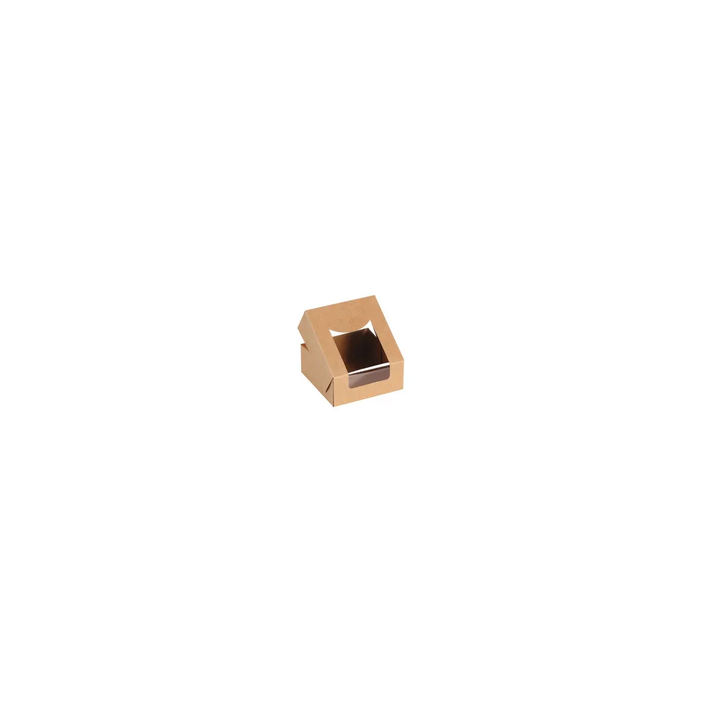 Bio Food Box Snackbox mit Deckel und Sichtfenster aus PLA 12 x 12 x 5cm, 25 Stk.