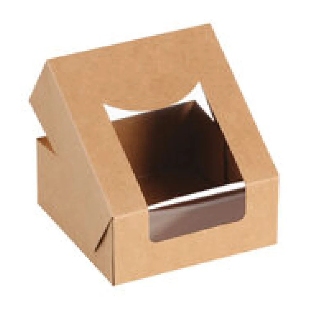 Bio Food Box Snackbox mit Deckel und Sichtfenster aus PLA 12 x 12 x 5cm, 25 Stk.