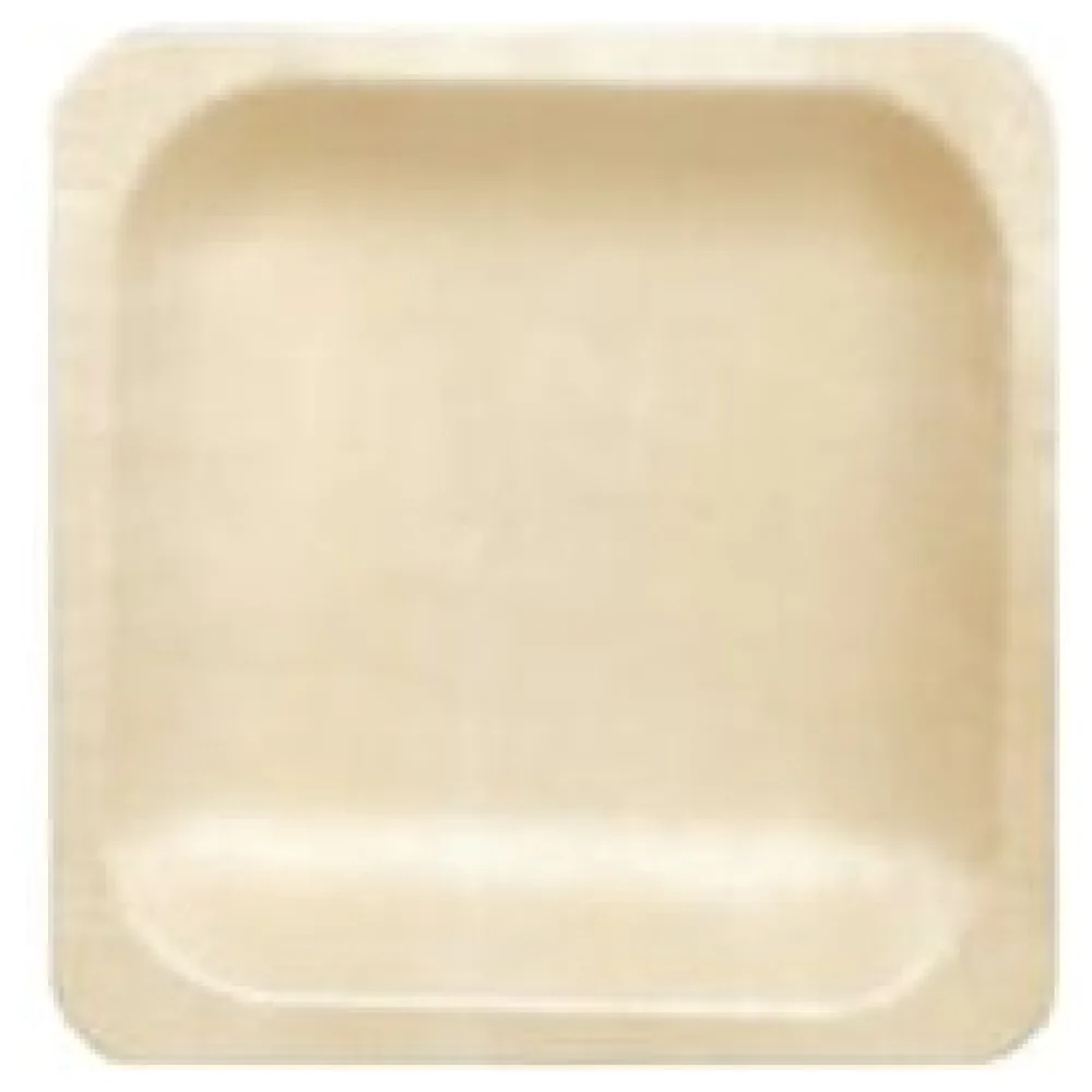 Holzteller Einwegteller aus Pappelholz quadratisch 14.5x14.5cm FSCR, 25 Stk. – Bild 3