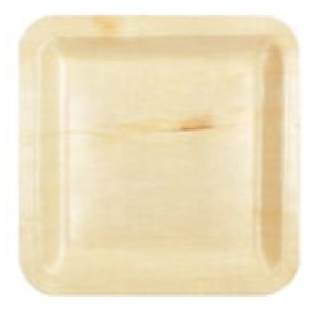 Holzteller Einwegteller aus Pappelholz quadratisch 21x21cm nachhaltig, 25 Stk. – Bild 3