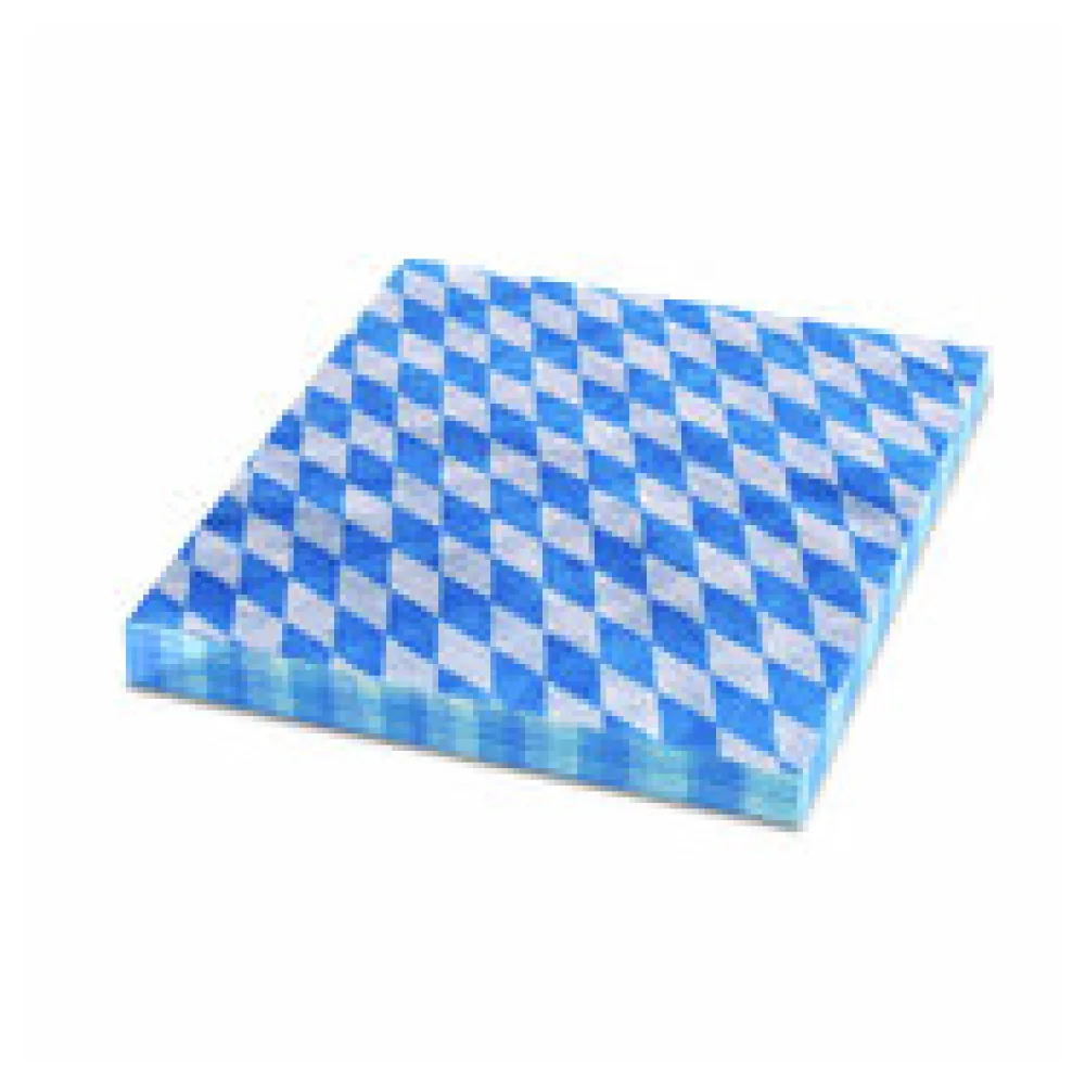 Servietten 33 x 33 cm 3-lagig 1/4 Falz Bayerische Raute blau, 20 Stk.