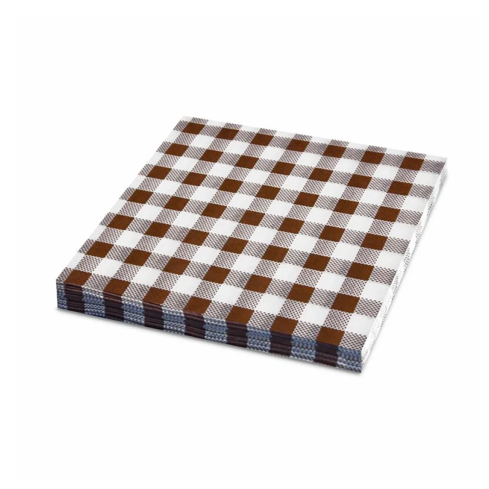 Servietten 33 x 33 cm 3-lagig 1/4 Falz KARO braun, 20 Stk. – Bild 2