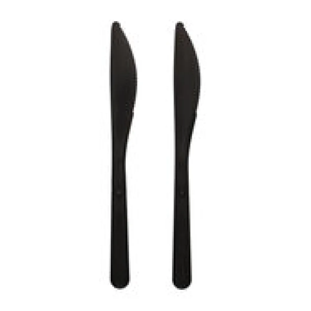 BIO-Messer Mehrweg 185mm aus BIO-PP extra stabil schwarz , 50 Stk.