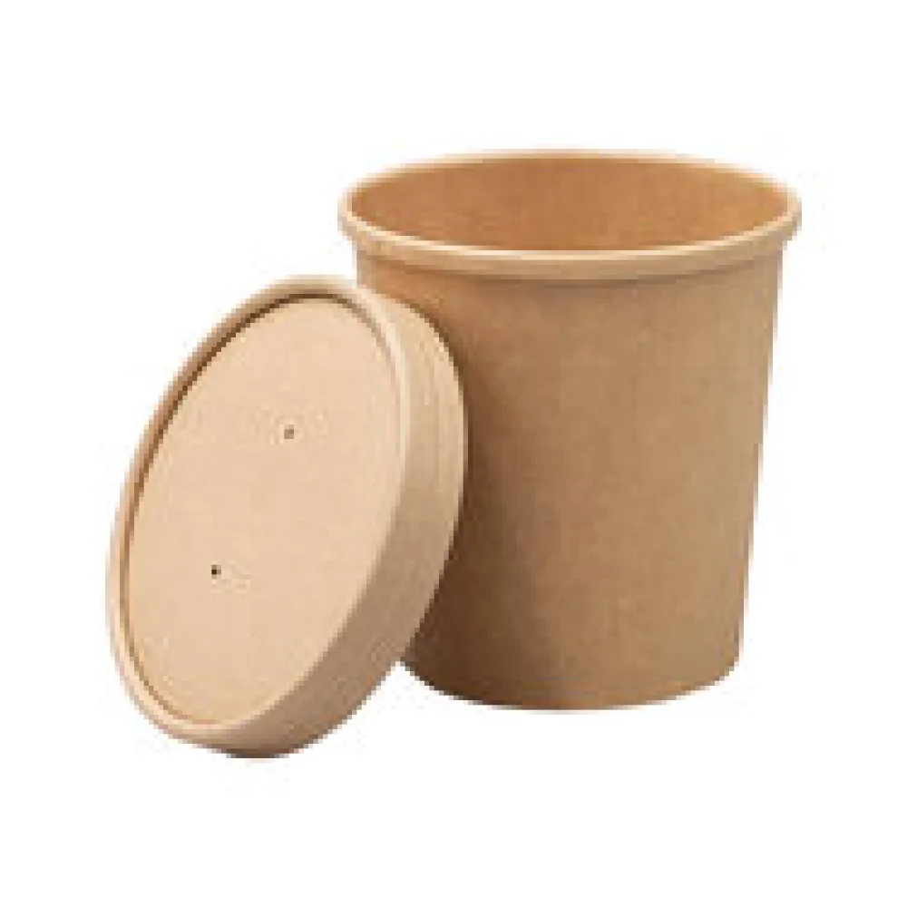 Suppenbehälter Suppenbecher inkl. Deckel aus Kraftpapier 400ml FSCR, 25 Stk.
