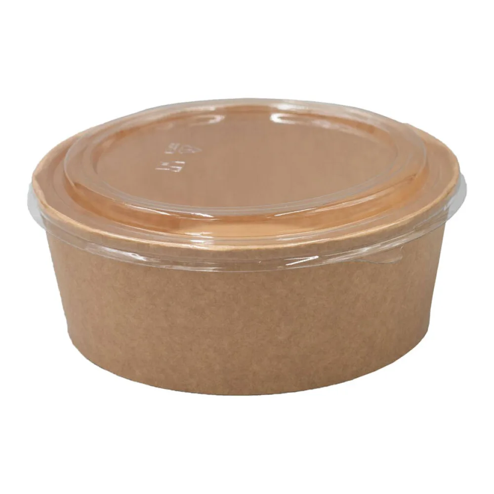 Salatschalen 1300ml aus Kraftpapier braun inkl. Deckel aus rPet, 50 Stk. – Bild 2