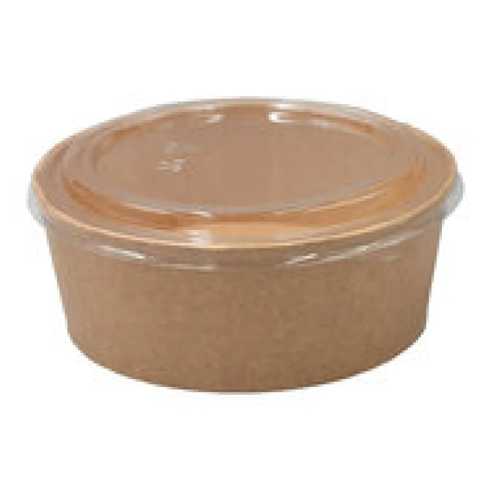 Salatschalen 1300ml aus Kraftpapier braun inkl. Deckel aus rPet, 50 Stk.