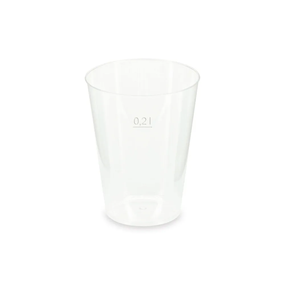 Mehrwegbecher Pfandbecher transparent stabil+ PP 0,2L Eichstrich O 76mm, 25 Stk. – Bild 2