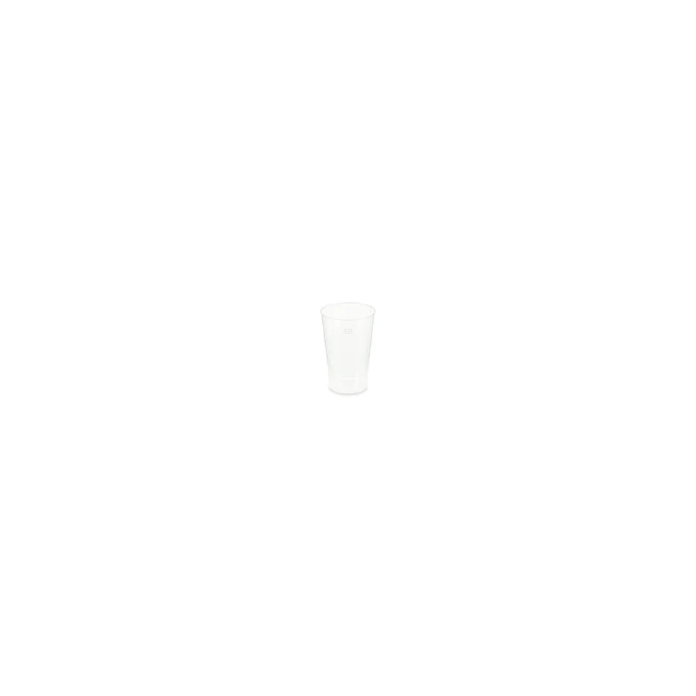 Mehrwegbecher Pfandbecher transparent stabil+ PP 0,3L Eichstrich O 80mm, 15 Stk.