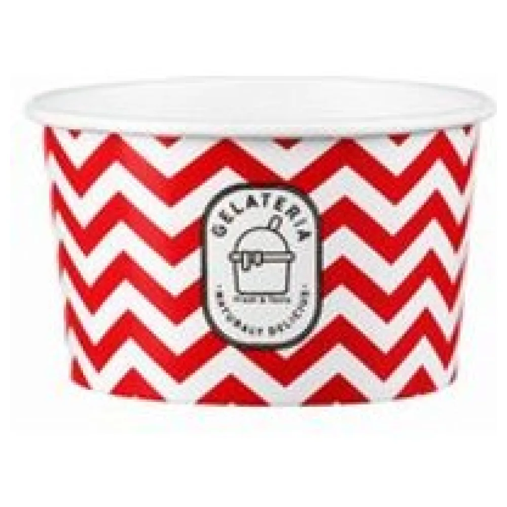 Eisbecher aus Pappe Papierbecher Zick Zack Motiv rot 180 ml 6oz, 50 Stk. – Bild 3