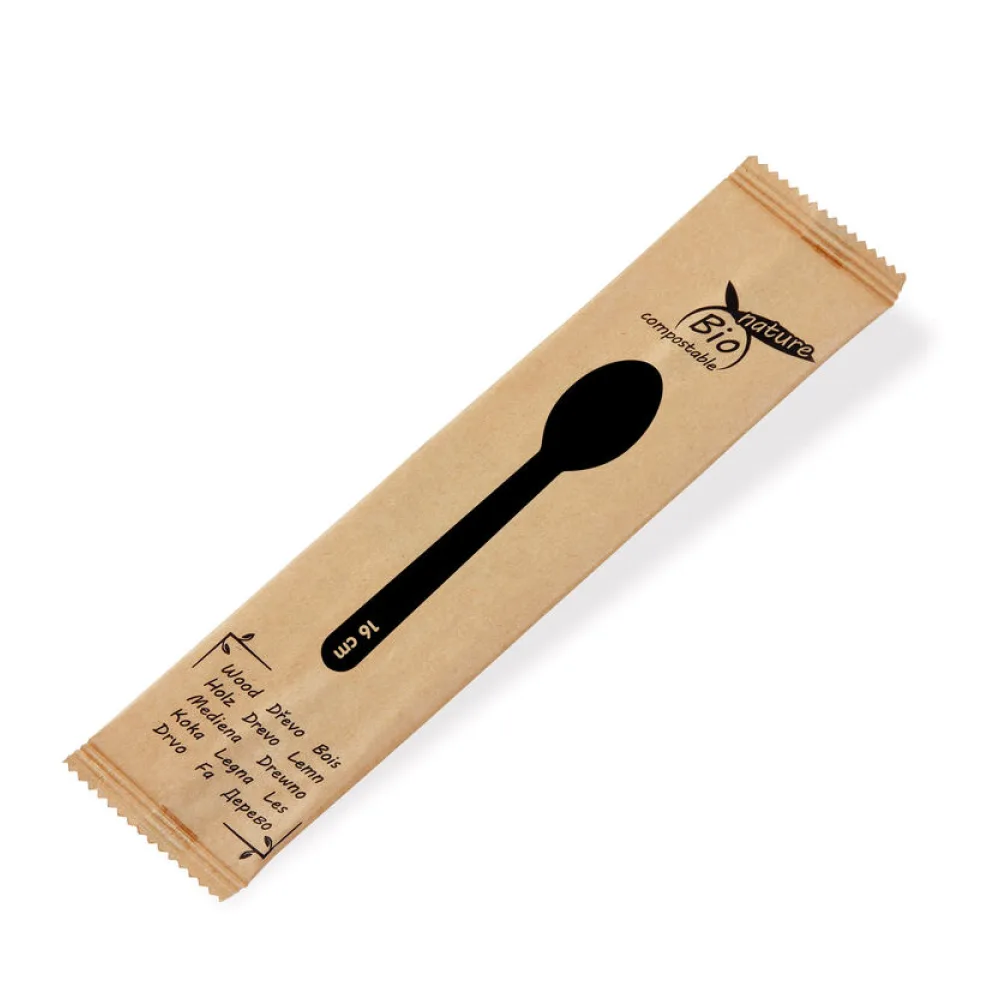 Holzlöffel Löffel aus Holz einzeln hygienisch verpackt 16cm, 100 Stk. – Bild 2