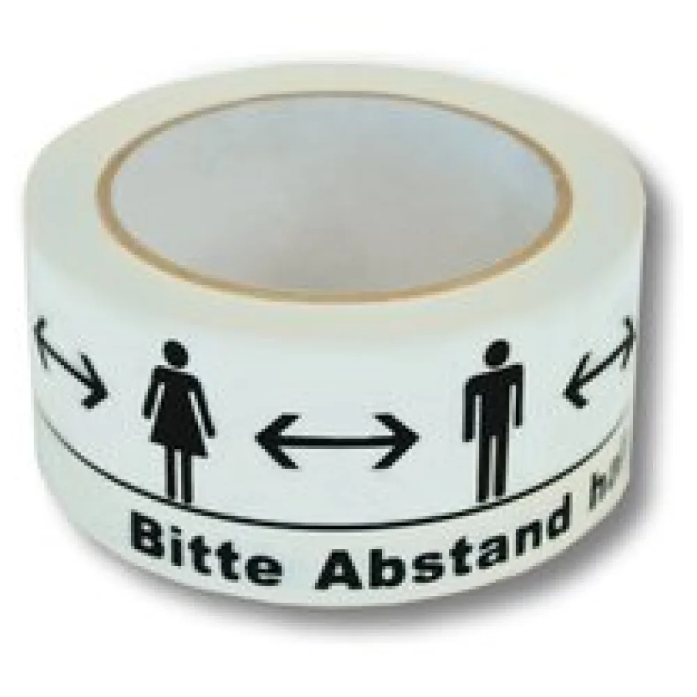 Warnklebeband "Bitte Abstand halten" PVC Naturkautschuk geräuscharm 50mm x 66m – Bild 3