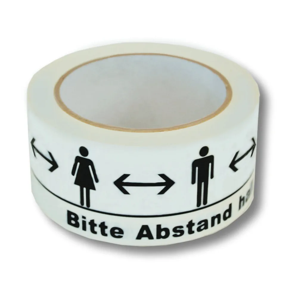 Warnklebeband "Bitte Abstand halten" PVC Naturkautschuk geräuscharm 50mm x 66m