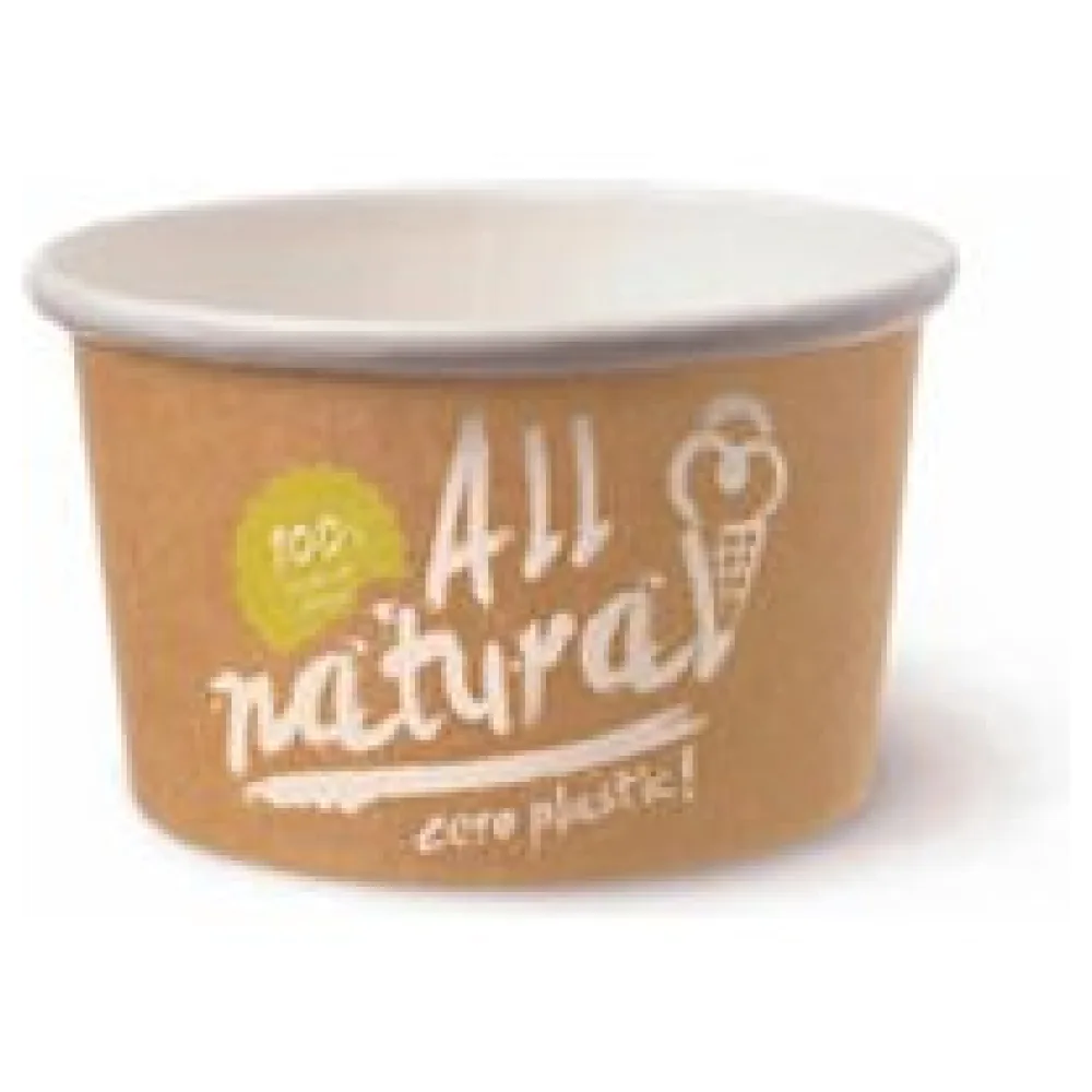 BIO Eisbecher Pappe FSCR 300 ml ALL NATURAL ohne Kunststoffbeschichtung, 50 Stk. – Bild 3