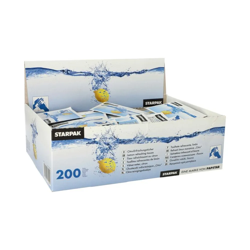 Erfrischungstücher Citrustücher feucht einzeln verpackt 14x14cm im Displaykarton, 200 Stk. – Bild 2