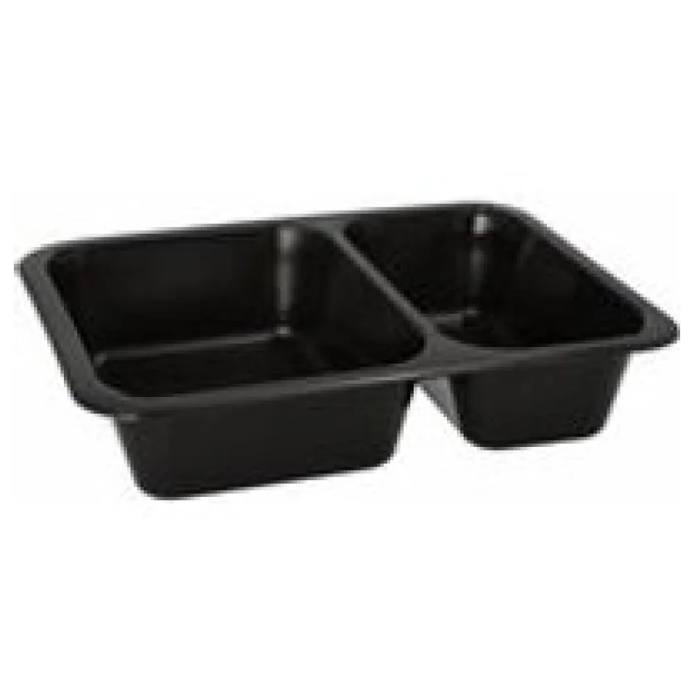 Mehrweg Menüschalen 2-geteilt 22,7 x 17,8cm Mikrowellengeeignet schwarz, 20 Stk. – Bild 3