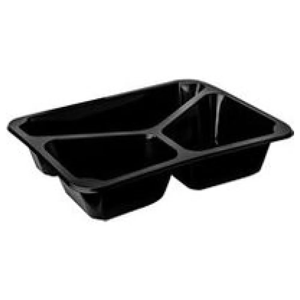 Mehrweg Menüschalen 3-geteilt 22,7 x 17,8cm Mikrowellengeeignet schwarz, 20 Stk. – Bild 3