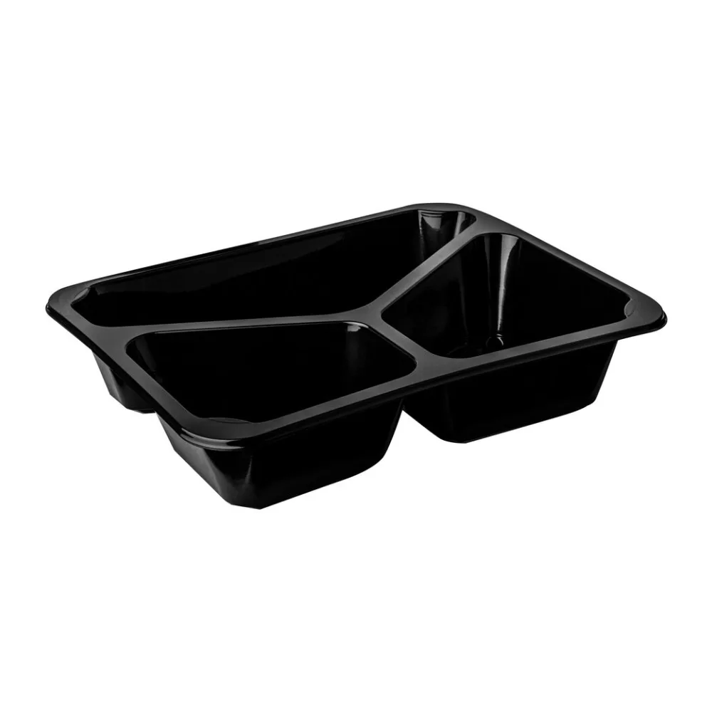 Mehrweg Menüschalen 3-geteilt 22,7 x 17,8cm Mikrowellengeeignet schwarz, 20 Stk. – Bild 2