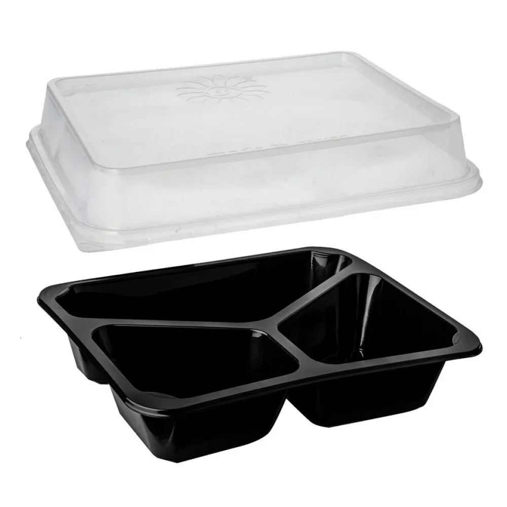 Mehrweg Menüschalen 3-geteilt 22,7 x 17,8cm H 7,2 cm inkl. Deckel, 20 Stk. – Bild 2