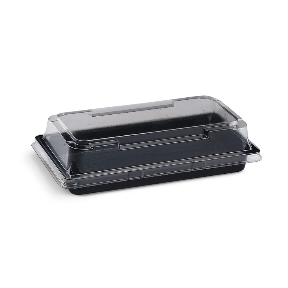 Sushi Schalen schwarz Set mit Deckel transparent PET 178 x 95 x 43 mm, 600 Stk. – Bild 2