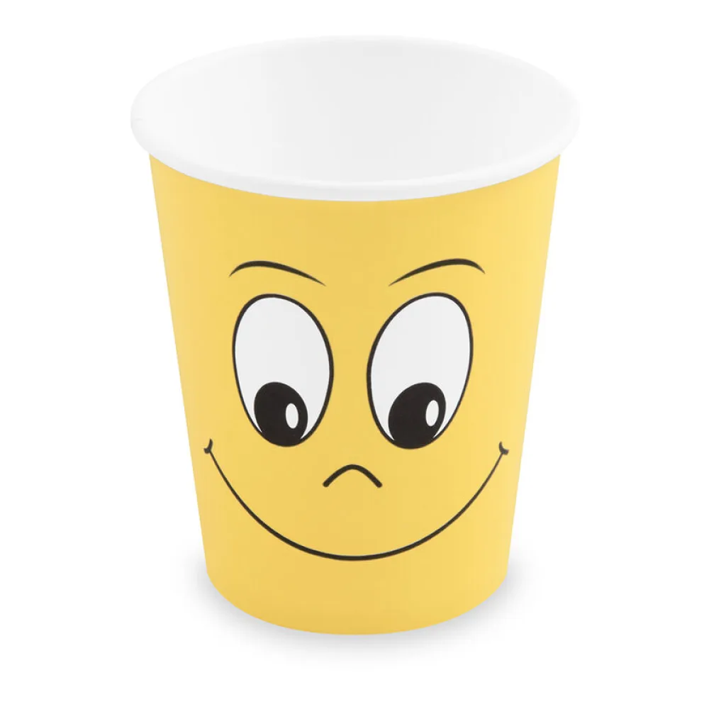 Heiß- und Kaltgetränkebecher Pappbecher 'Smiling face' 200ml 280ml, 10 Stk. – Bild 2