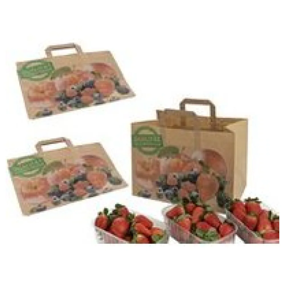 Obsttragetaschen Tragetaschen aus Kraftpapier 90gr. 320+215x240mm, 250 Stk. – Bild 3