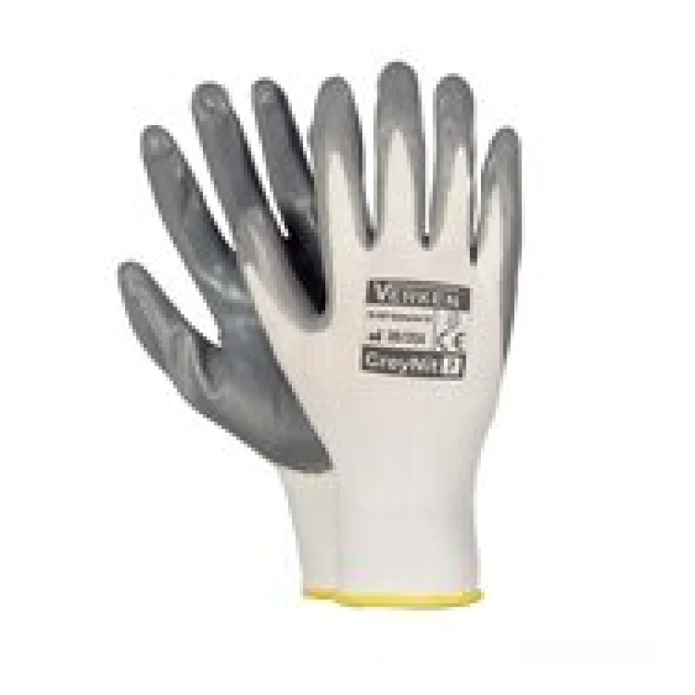 Arbeitshandschuhe, Montagehandschuhe Nylon-Nitril Größe S-7 Unisex grau, 12 Paar