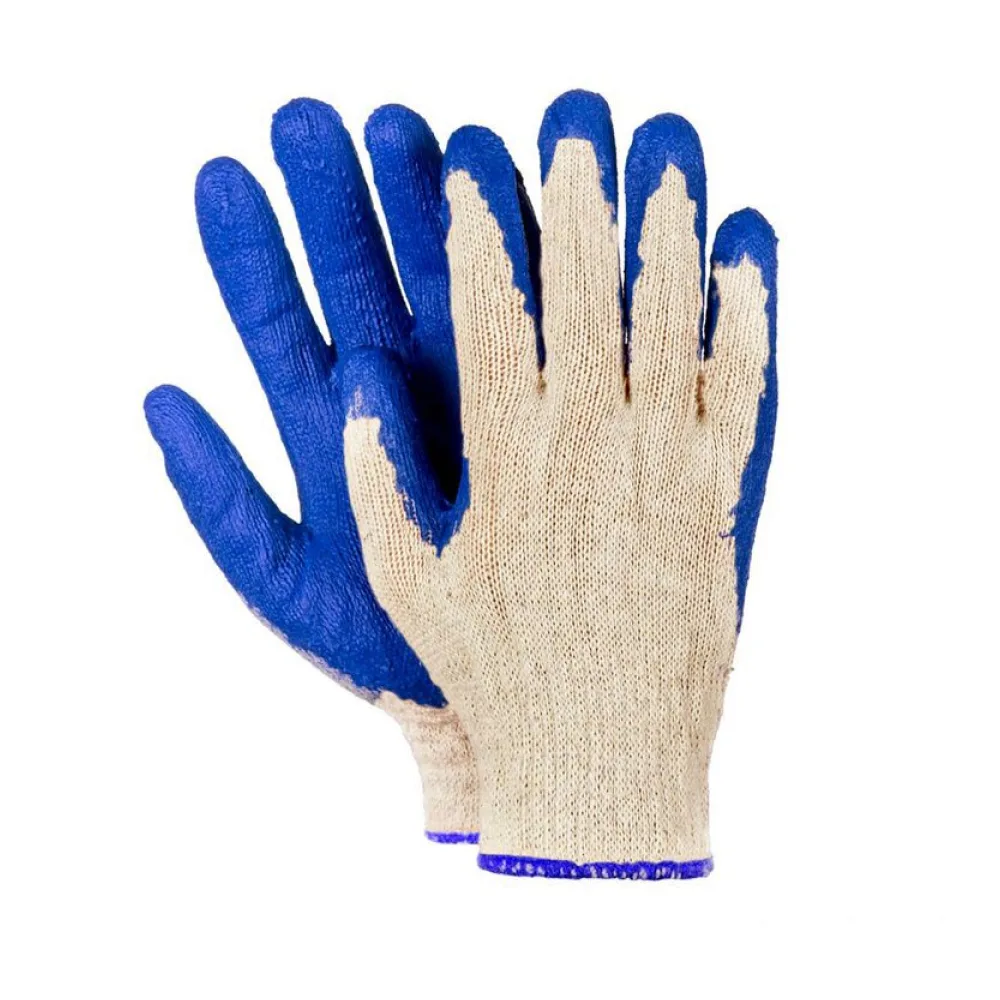Arbeitshandschuhe, Montagehandschuhe Baumwolle Latex Größe L-9 blau, 10 Paar – Bild 2