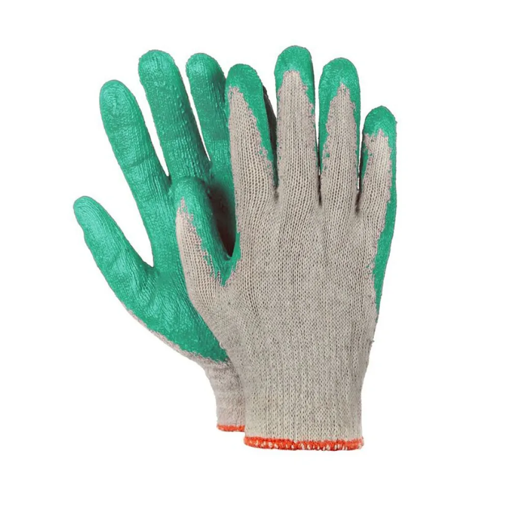 Arbeitshandschuhe, Montagehandschuhe Baumwolle Latex Größe L-9 grün, 10 Paar – Bild 2