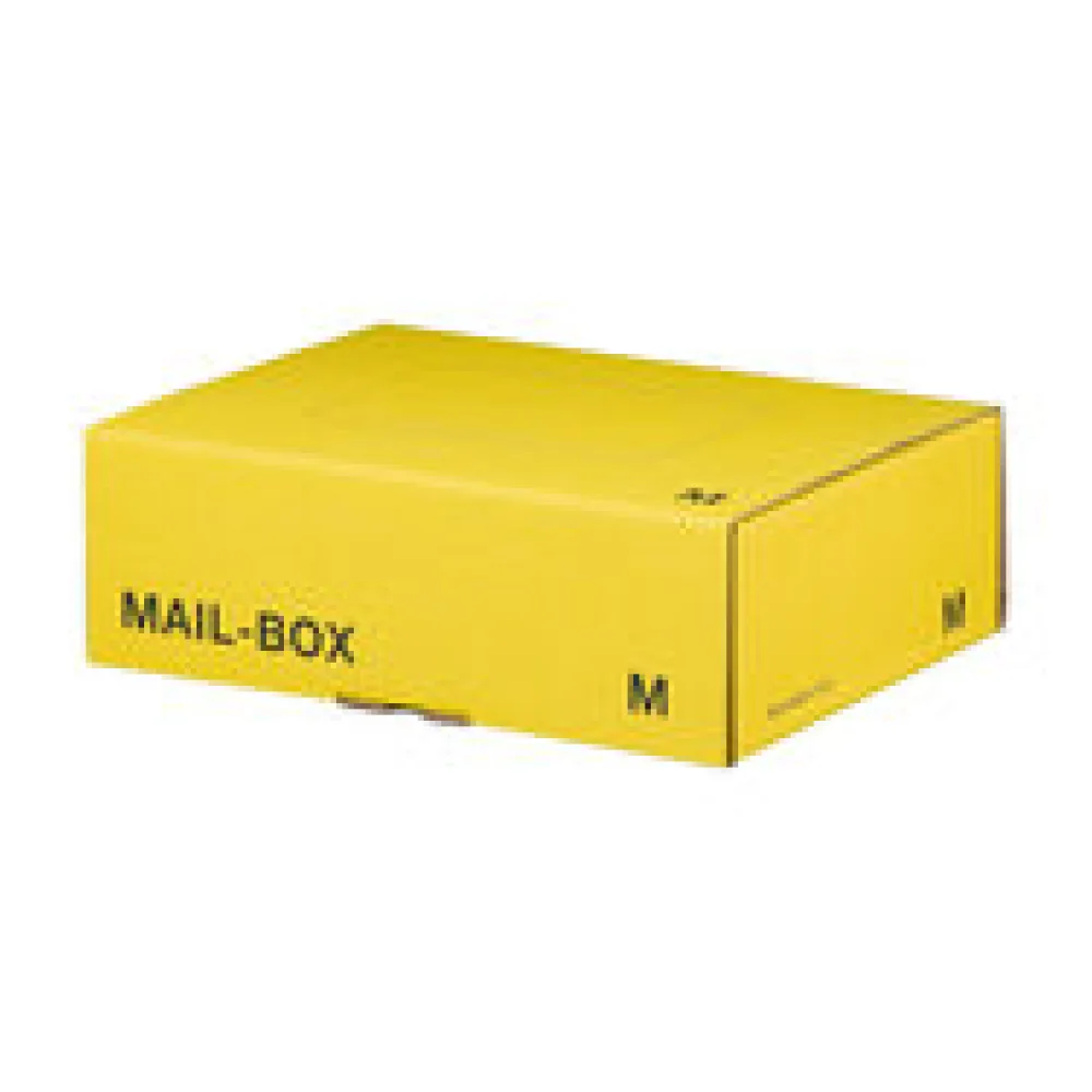 Versandkarton 331x241x104mm MAILBOX M mit Steckverschluss wiederverschließbar gelb