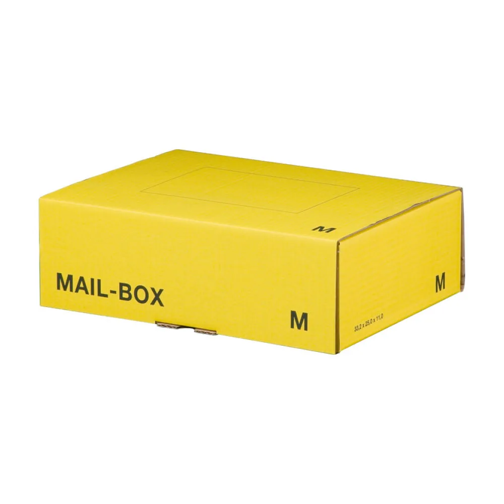 Versandkarton 331x241x104mm MAILBOX M mit Steckverschluss wiederverschließbar gelb – Bild 2