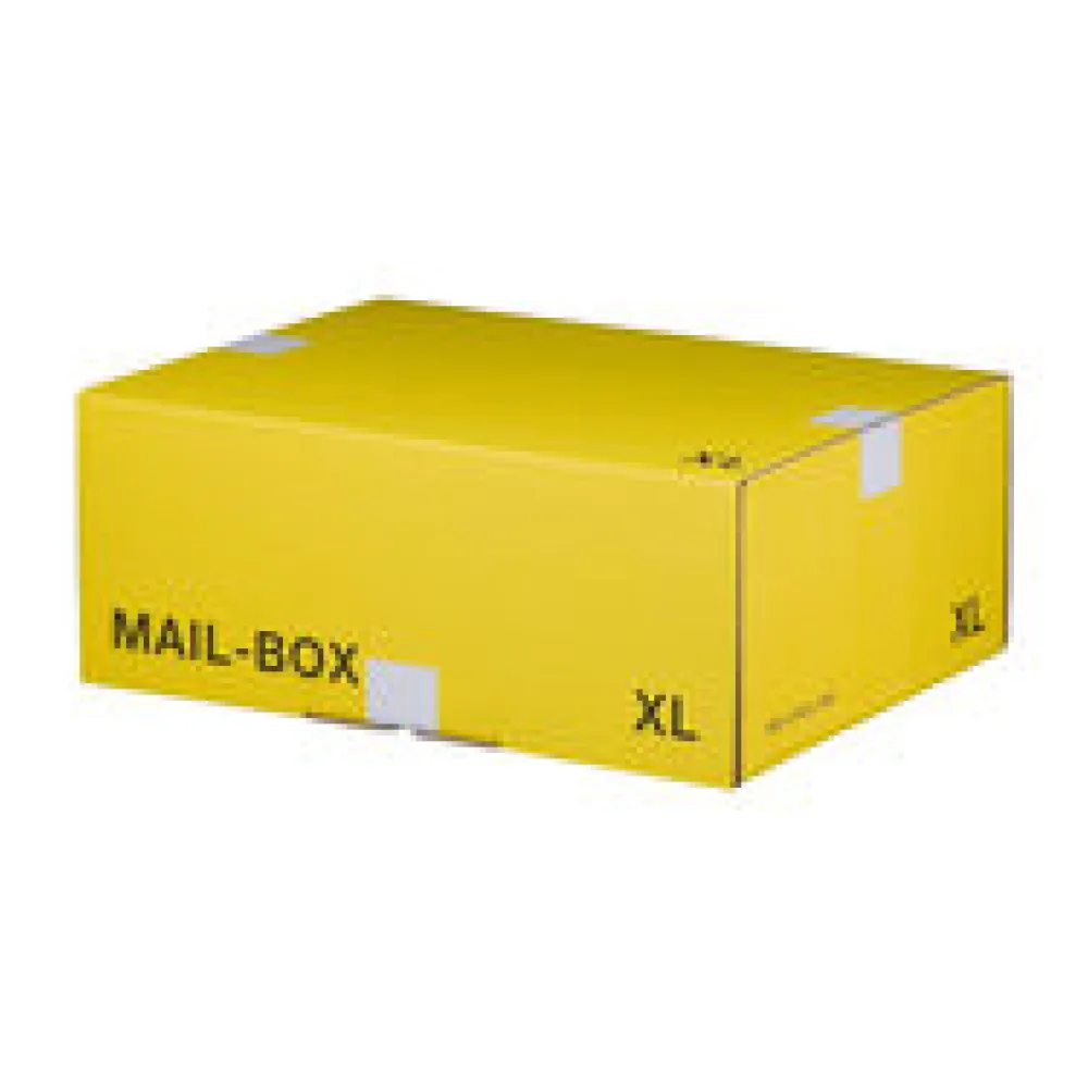 Versandkarton 460x333x174mm MAILBOX XL mit Steckverschluss wiederverschließbar gelb