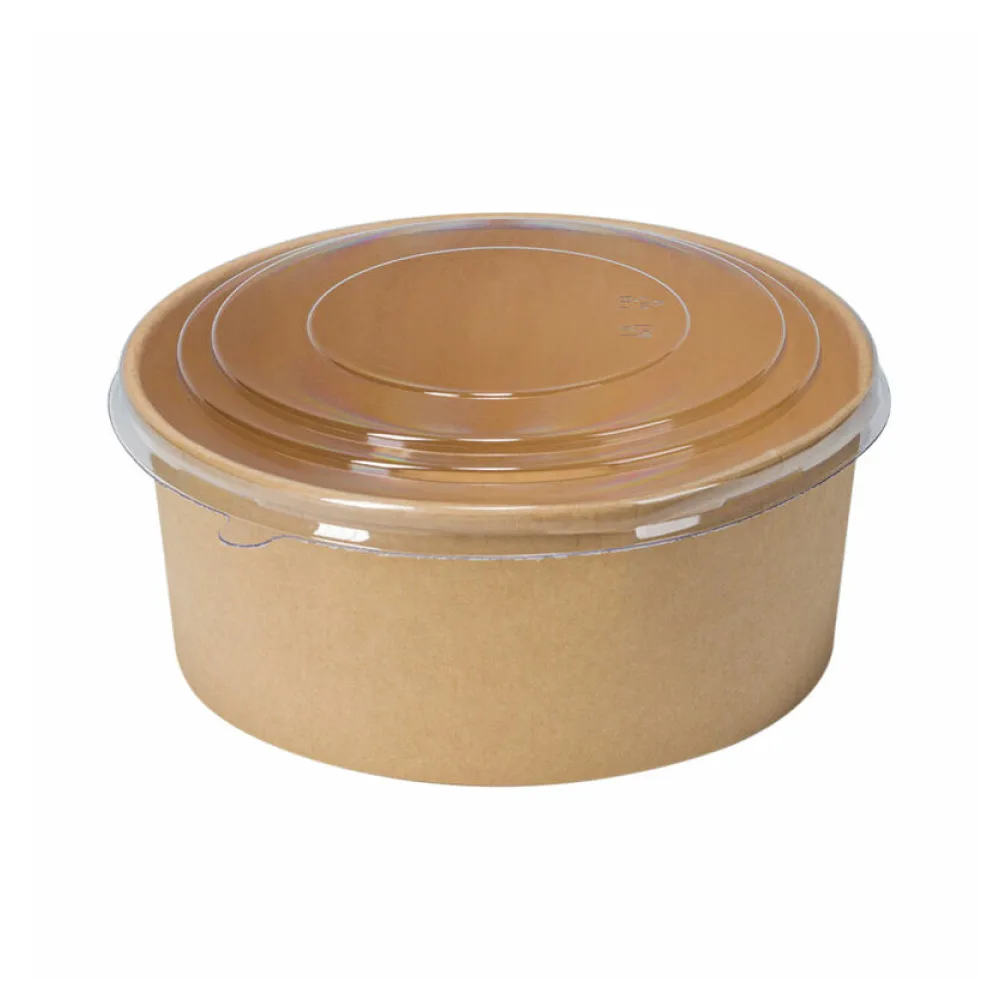 Salatschalen 1300ml aus Kraftpapier braun inkl. Deckel transparent rPet, 50 Stk. – Bild 2