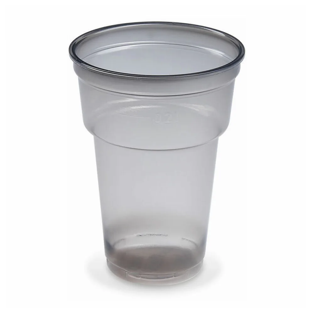 Mehrwegbecher Pfandbecher rauch-grau transparent PP Eichstrich 0,2 l O 7,8 cm, 50 Stk. – Bild 2