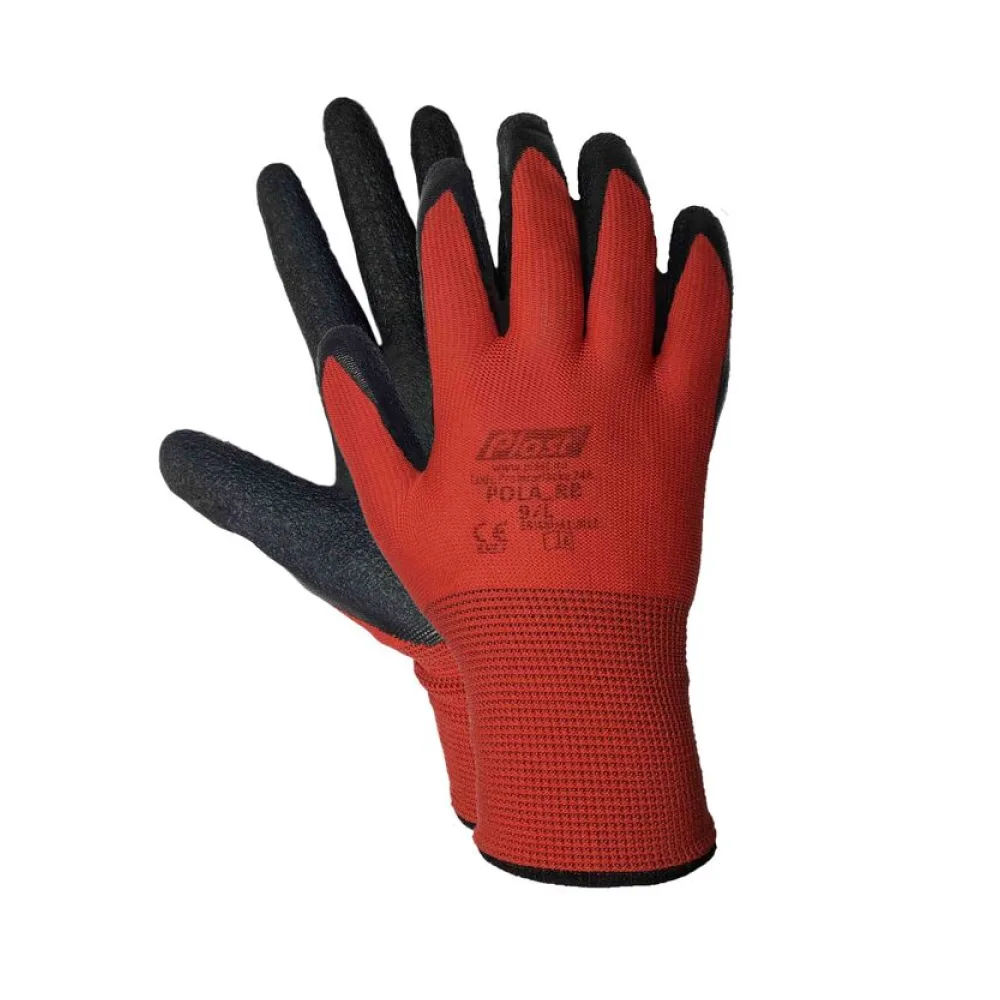 Arbeitshandschuhe , Montagehandschuhe Nylon Latex L-9 rot / schwarz, 12 Paar – Bild 2