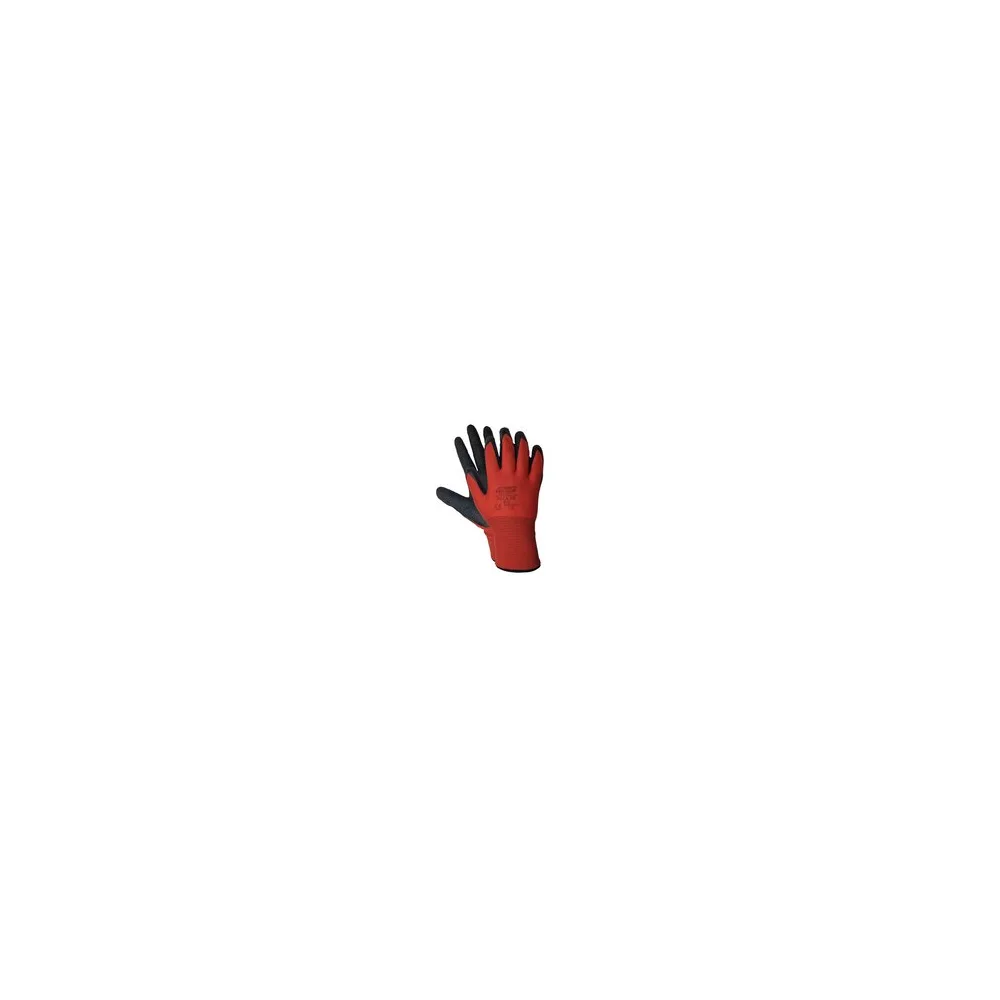 Arbeitshandschuhe , Montagehandschuhe Nylon Latex L-9 rot / schwarz, 12 Paar